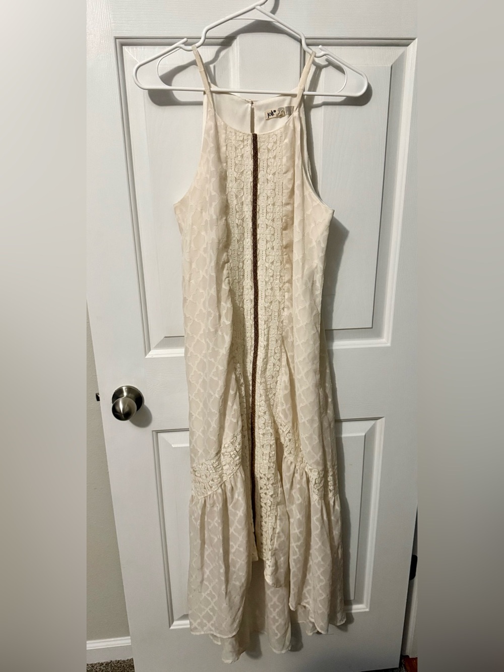 Jolt Cream High-Low Lace Sundress